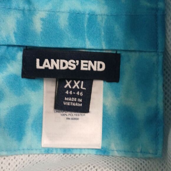 Lands' End blue white elastic drawstring waist swim trunks  Sz XXL NWOT - Picture 5 of 5
